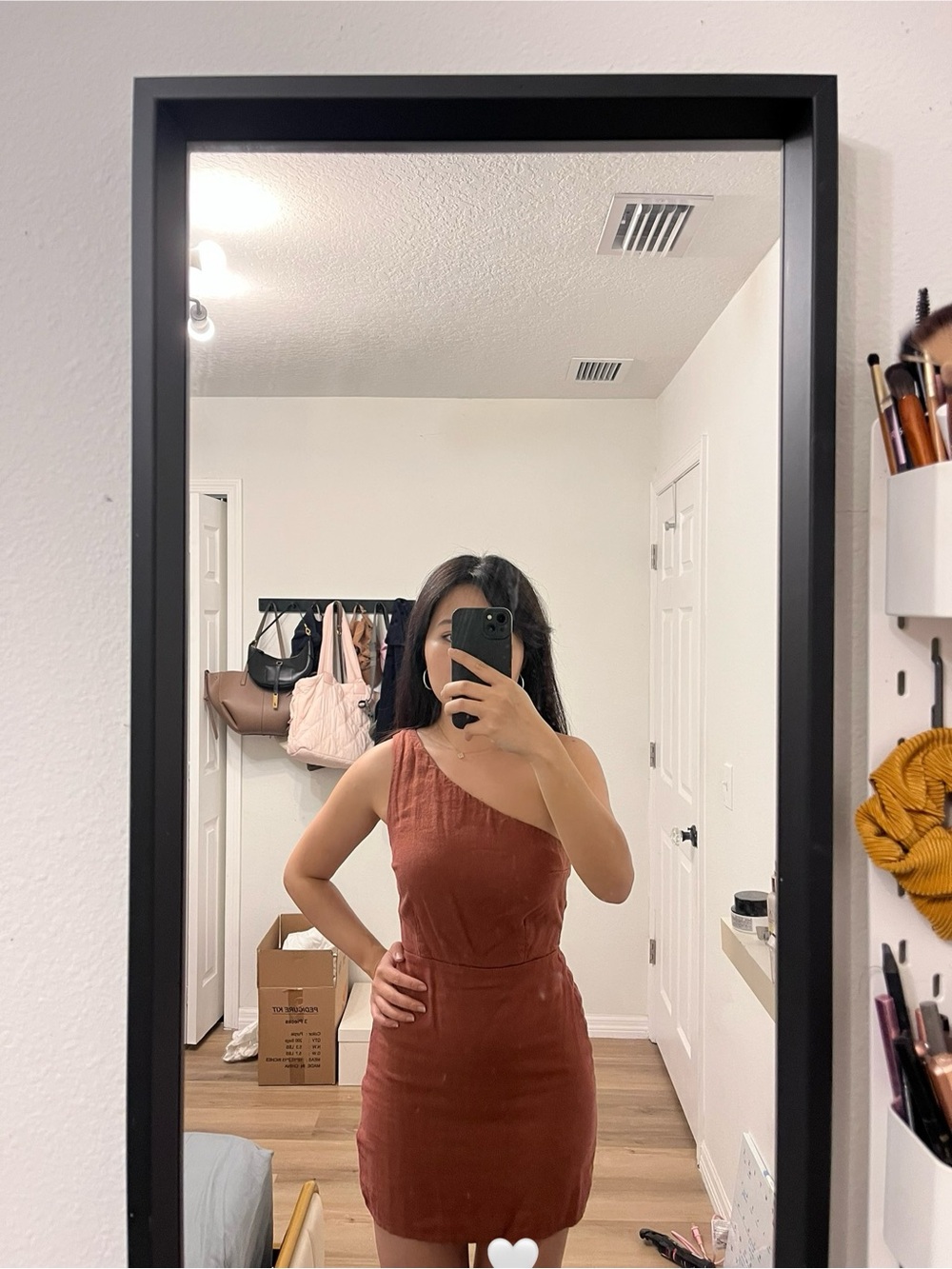 Abercrombie One-Shoulder Rust Mini Dress
